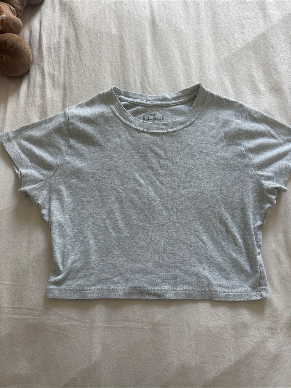 Hollister Light Gray Cropped Crewneck Tee